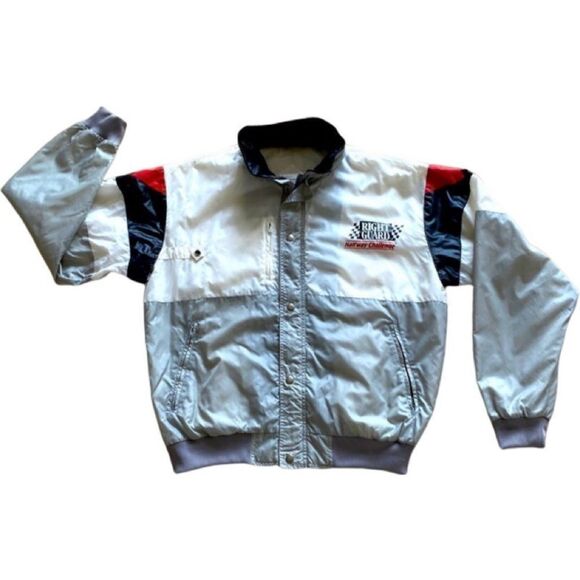 Vintage Racing Jacket Right Guard Halfway Challenge Windbreaker Bomber Mens Sz L - Picture 14 of 14